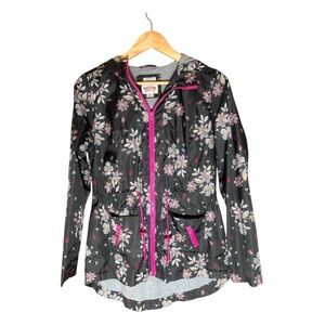 Mossimo Co Women's Hooded Floral Raincoat Jacket SZ Small